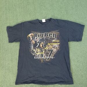 VINTAGE 2008 Pittsburgh Steelers Ben Rothlisberger Football Y2K Black T Shirt Sz
